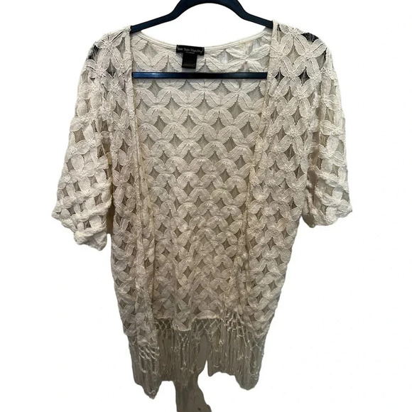 See You Monday‎ Los Angeles Women's Cream Open Front Cardigan Size Large - Picture 1 of 2